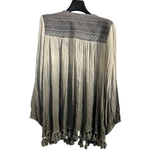 Studio West Apparel Ombré bohemian style blouse w/ stitching & fringe sz L - Picture 2 of 5